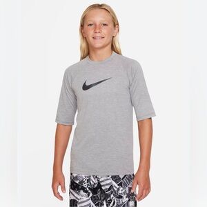 Nike Particle Gray Short Sleeve Swim Shirt Kids